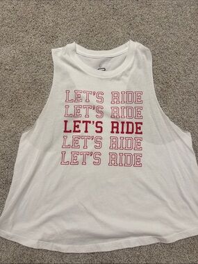 Cyclebar White Tank with Pink and Black Logo